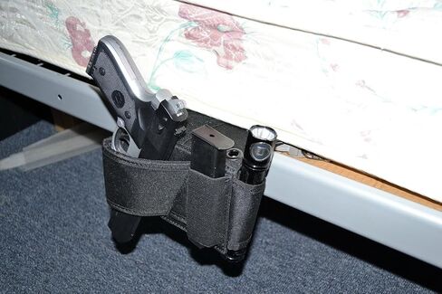 Adjustable Bed Gun Holster with Flashlight Loop & Magazine Holder - Fits All Medium to Large Frame Semi-Autos and Revolvers in Saudi Arabia