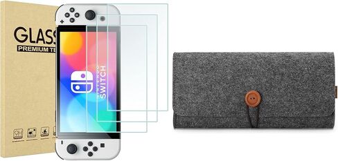 ProCase [3 Pack] Screen Protector Compatible with Nintendo Switch OLED 2021 Bundle with Carrying Case for Nintendo Switch OLED Model & Nintendo Switch in Saudi Arabia