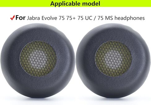 وسائد أذن بديلة متوافقة مع سماعات Jabra Evolve 75 75+ 75 UC/75 MS من الجلد البروتيني الناعم مع وسادات أذن بديلة من إسفنج الذاكرة لملحقات الإصلاح - أسود in Saudi Arabia