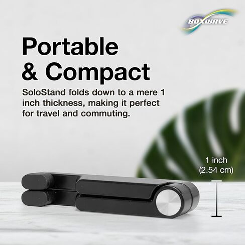 حامل وحامل BoxWave متوافق مع الكمبيوتر اللوحي HP Elite x2 1012 G1 - حامل منفرد من الألومنيوم لسطح المكتب، قابل للتعديل بدون استخدام اليدين ومحمول مع أقدام مطاطية - أسود لامع in Kuwait