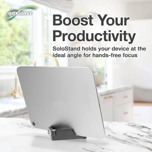 حامل وحامل BoxWave متوافق مع الكمبيوتر اللوحي HP Elite x2 1012 G1 - حامل منفرد من الألومنيوم لسطح المكتب، قابل للتعديل بدون استخدام اليدين ومحمول مع أقدام مطاطية - أسود لامع in Kuwait