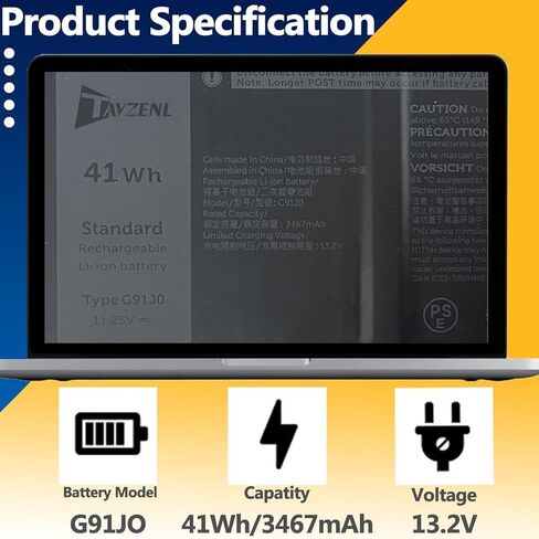 G91J0 41Wh Battery Replacement for Dell Latitude 3520 3420 3330 3320 Inspiron 5518 5515 5510 5410 5310 3530 3525 3515 3511 3510 Vostro 5625 5620 14 Plus 7415 7420 2-in-1 Series 11.25V 3467 in Saudi Arabia