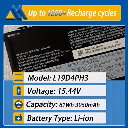 L19D4PH3 L19M4PH3 Laptop Battery Replacement for Lenovo ideapad Yoga Slim 7 Pro-14ITL5 Series 15.44V 61Wh in Saudi Arabia