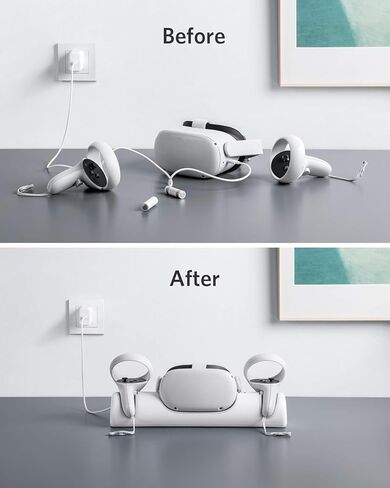 قاعدة شحن Anker لـ Oculus Quest 2 - حامل شحن لسماعات الواقع الافتراضي ووحدة التحكم مع بطاريات قابلة لإعادة الشحن، USB-C مغناطيسي، مؤشرات LED - معتمدة من Oculus، تتضمن قطعة قماش للتنظيف in Saudi Arabia