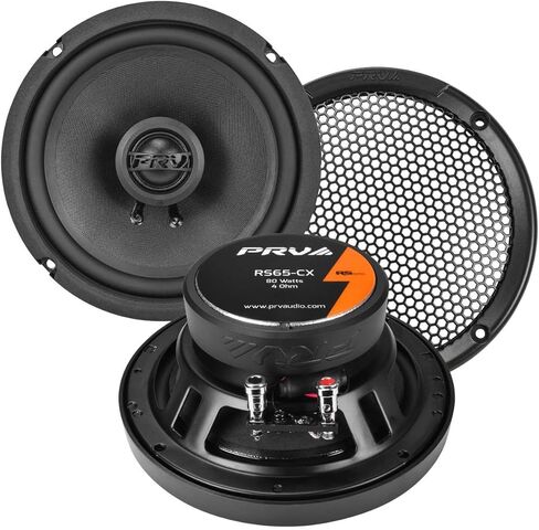 PRV AUDIO 6.5 Inch 2-Way Car Coaxial Speakers 160 Watts per Pair 4 Ohm RS65-CX, Premium Speaker Built-in Neodymium Tweeters with Grill Included - Great for Car Stereo Sound System (Pair) in Saudi Arabia