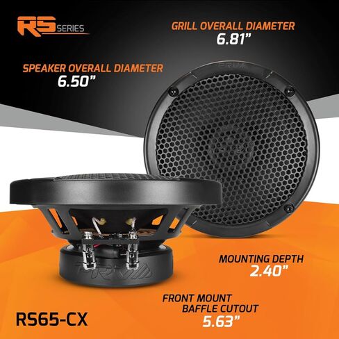 PRV AUDIO 6.5 Inch 2-Way Car Coaxial Speakers 160 Watts per Pair 4 Ohm RS65-CX, Premium Speaker Built-in Neodymium Tweeters with Grill Included - Great for Car Stereo Sound System (Pair) in Saudi Arabia