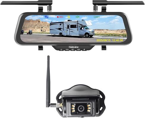 شاشة Haloview Byte Tango BT10 اللاسلكية مقاس 10 بوصات 1080P مرآة الرؤية الخلفية Dashcam نظام الكاميرا الاحتياطية-BT10 in Kuwait