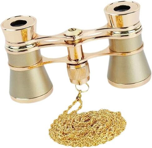 Theater Binoculars, Mini Binoculars, Small Telescope Elegant Vintage Opera Glasses with Foldable Handle & Chain for Concert, Gold in Saudi Arabia