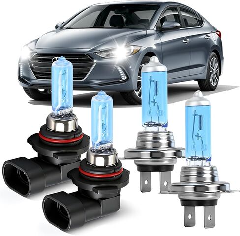 OQSNCV مناسب لسيارة Hyundai Elantra (2014 2015 2016 مع جهاز عرض) ومصابيح الهالوجين الأمامية 2017 2018، H7 High Beam + 9005 مجموعة مصابيح بديلة للمصابيح الأمامية منخفضة الشعاع، حزمة من 4 in Saudi Arabia