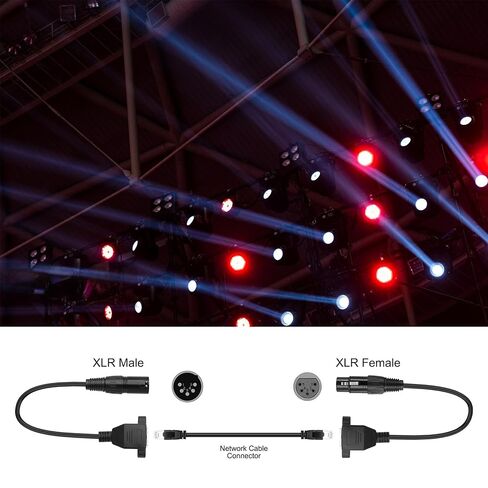 كابل محول XMSJSIY XLR إلى RJ45 DMX 5 Pin XLR ذكر وأنثى إلى RJ45 أنثى شبكة إيثرنت كابل تمديد متوافق مع سلسلة وحدة التحكم DMX-CON، ضوء أنبوب RGB، خلاط - 30 سم/11.8 بوصة in Kuwait