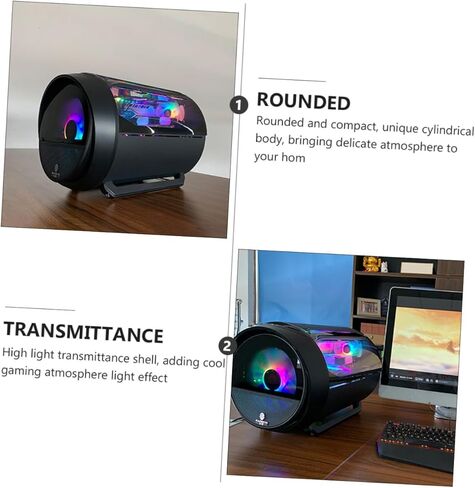 حافظة كمبيوتر دائرية شفافة RGB لتبريد المياه للوحة الأم Matx مع منفذ USB للألعاب وهيكل مكتب منزلي بديل أنيق لبرج DIY in Kuwait