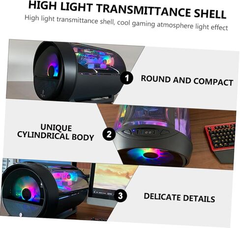 حافظة كمبيوتر دائرية شفافة RGB لتبريد المياه للوحة الأم Matx مع منفذ USB للألعاب وهيكل مكتب منزلي بديل أنيق لبرج DIY in Kuwait