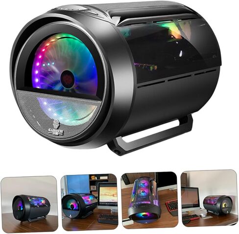 حافظة كمبيوتر دائرية شفافة RGB لتبريد المياه للوحة الأم Matx مع منفذ USB للألعاب وهيكل مكتب منزلي بديل أنيق لبرج DIY in Kuwait