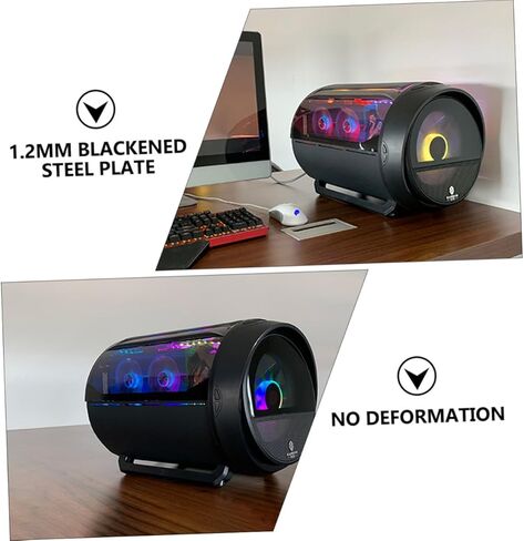 حافظة كمبيوتر دائرية شفافة RGB لتبريد المياه للوحة الأم Matx مع منفذ USB للألعاب وهيكل مكتب منزلي بديل أنيق لبرج DIY in Kuwait