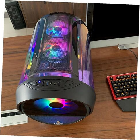 Modified Circular Transparent Side Matx Computer Case with USB Port Water Cooling Compatible Black RGB Gaming Chassis for Desktop Host Systems in Saudi Arabia