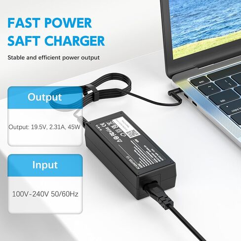45W 19.5V 2.31A Laptop Charger Compatible with HP Stream 11 13 14, Pavilion, Elitebook Folio, Spectre, Pavilion Touchsmart, Spectre Ultrabook, Envy Power Supply (4.5mm x 3.0mm) in Saudi Arabia