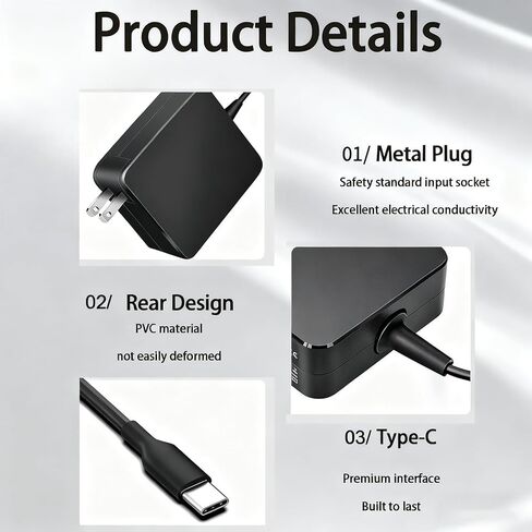 65W USB C شاحن الكمبيوتر المحمول متوافق مع Nimo 17.3 "N171 N171S 15.6" N151 N151S N152 N153 N154 الكمبيوتر المحمول نوع C موائم مصدر تيار الحبل in Kuwait