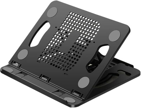 NOLITOY Foldable Laptop Cooling Stand with Adjustable Height and Anti-Slip Holder for Tablets and Notebooks, Portable Black Heat Dissipation Support Rack for Office and Home Use in Saudi Arabia