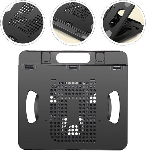 NOLITOY Foldable Laptop Cooling Stand with Adjustable Height and Anti-Slip Holder for Tablets and Notebooks, Portable Black Heat Dissipation Support Rack for Office and Home Use in Saudi Arabia