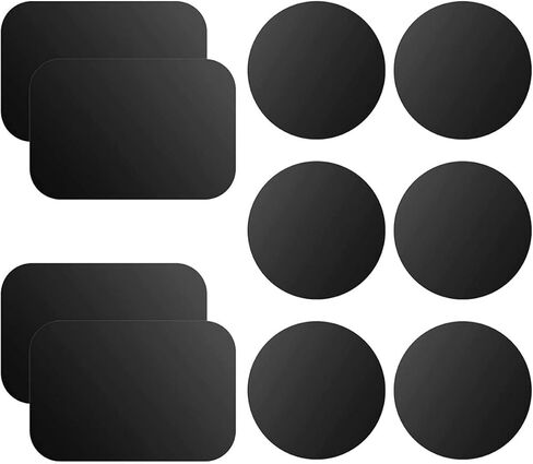 Mount Metal Plate for Phone Magnet Car Mount Holder Cradle with Adhesive, Universal Replacement Sticker Compatible with Magnetic Mounts - 10 Pack Black (4 Rectangle and 6 Round) in Saudi Arabia