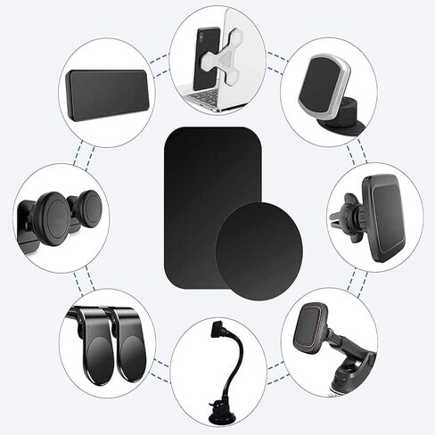 Mount Metal Plate for Phone Magnet Car Mount Holder Cradle with Adhesive, Universal Replacement Sticker Compatible with Magnetic Mounts - 10 Pack Black (4 Rectangle and 6 Round) in Saudi Arabia