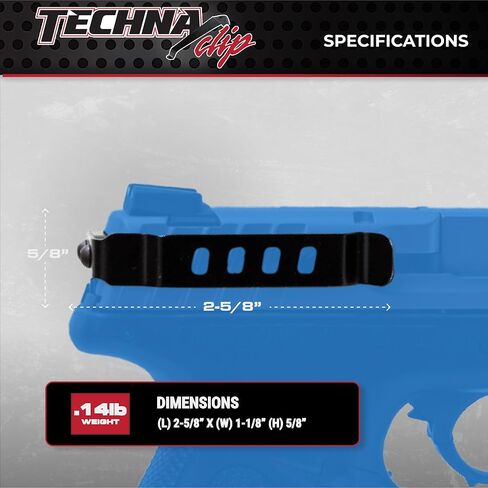 نظام إخفاء مشبك Techna لـ Smith & Wesson SD9 VE & More - مشبك مسدس فولاذي زنبركي عالي الكربون متين مع طبقة تيفلون 1500 - Ambi، مشبك حافظة مسدس سهل التركيب (أسود) in Kuwait