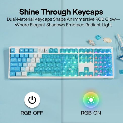 EPOMAKER DuoChrome Keycaps Set, 150 Keys, Cherry Profile, Shine Through, PBT+PC, Dye-sub, 65%/75%/TKL/96%/Full Size, Custom Keyboard Keycaps Set for Mechanical Gaming Keyboard (Blue) in Saudi Arabia