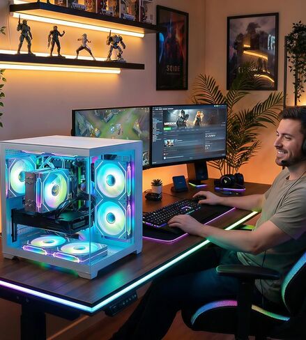Gaming PC Desktop,Ryzen 5 5500 Up to 4.2GHz,16GB DDR4 RAM,GT1030 Graphics Card,1TB NVMe M.2 SSD, 650W Power Supply,Windows 11 Pro - High Performance Computer for Gaming, Work, Study and Daily Use in Saudi Arabia