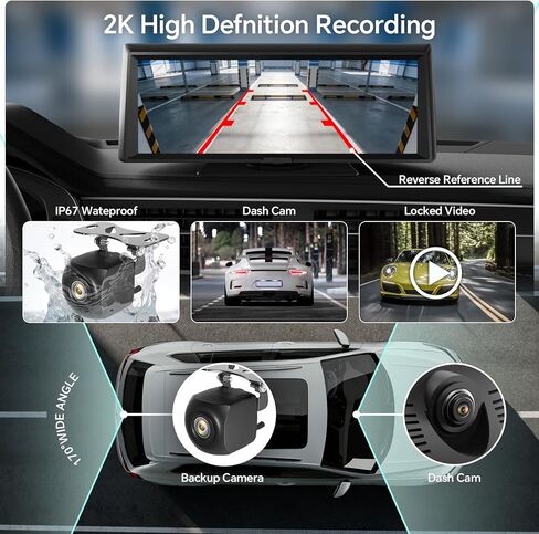 8.1" Wireless CarPlay Car Stereo - Portable Touchscreen Receiver with 2K Dash Cam, Apple CarPlay & Android Auto, 1080P Backup Camera, GPS Navigation, Bluetooth, Mirror Link, Plug & Play for Truck SUV in Saudi Arabia