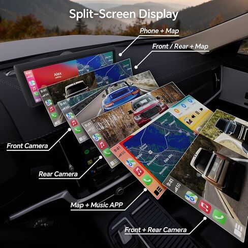 8.1" Wireless CarPlay Car Stereo - Portable Touchscreen Receiver with 2K Dash Cam, Apple CarPlay & Android Auto, 1080P Backup Camera, GPS Navigation, Bluetooth, Mirror Link, Plug & Play for Truck SUV in Saudi Arabia