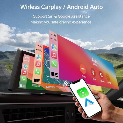 8.1" Wireless CarPlay Car Stereo - Portable Touchscreen Receiver with 2K Dash Cam, Apple CarPlay & Android Auto, 1080P Backup Camera, GPS Navigation, Bluetooth, Mirror Link, Plug & Play for Truck SUV in Saudi Arabia