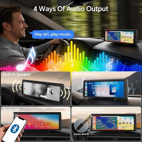 8.1" Wireless CarPlay Car Stereo - Portable Touchscreen Receiver with 2K Dash Cam, Apple CarPlay & Android Auto, 1080P Backup Camera, GPS Navigation, Bluetooth, Mirror Link, Plug & Play for Truck SUV in Saudi Arabia