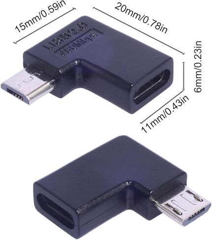 90 Degree Angled USB Charging Adapter MicroUSB to TypeC Converter for Various Devices 480Mbps Data Transmission USB to TypeC Adapter in Kuwait