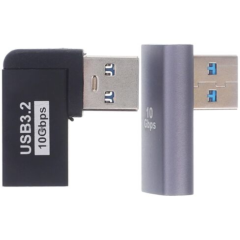 2pcs USB Angled Adapter Right Angle Male to Female Extension Upward Bend Connector for Laptops High-Speed 10Gbps Blue in Saudi Arabia