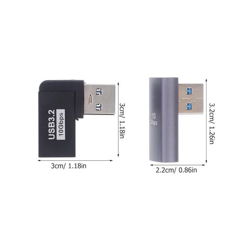 2pcs USB Angled Adapter Right Angle Male to Female Extension Upward Bend Connector for Laptops High-Speed 10Gbps Blue in Saudi Arabia