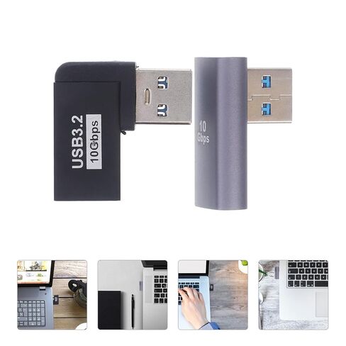 2pcs USB Angled Adapter Right Angle Male to Female Extension Upward Bend Connector for Laptops High-Speed 10Gbps Blue in Saudi Arabia