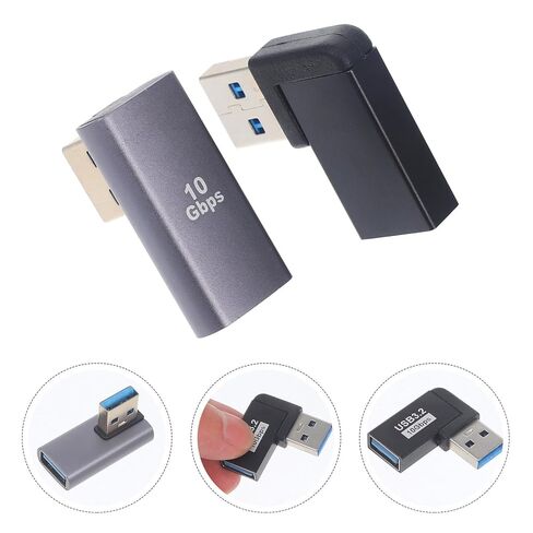 2pcs USB Angled Adapter Right Angle Male to Female Extension Upward Bend Connector for Laptops High-Speed 10Gbps Blue in Saudi Arabia