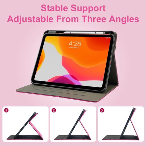 Cute Cartoon Case for iPad 10th Generation 10.9 Inch 2022, iPad (16) 11th Generation 11 inch 2025 with Pencil Holder & Stand, Auto Wake/Sleep & Wrist Band, Folio Case for Kids Girls (Purple) in Saudi Arabia
