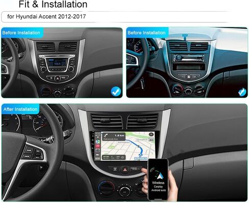 Android 13 Car Stereo for Hyundai Accent Verna Solaris 2011-2019 Car Radio with Carplay Android Auto GPS WiFi Bluetooth SWC AHD Rear Backup Camera, 2+32G in Kuwait