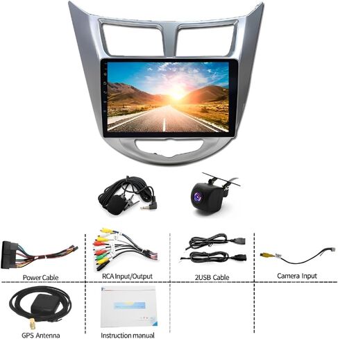 Android 13 Car Stereo for Hyundai Accent Verna Solaris 2011-2019 Car Radio with Carplay Android Auto GPS WiFi Bluetooth SWC AHD Rear Backup Camera, 2+32G in Kuwait