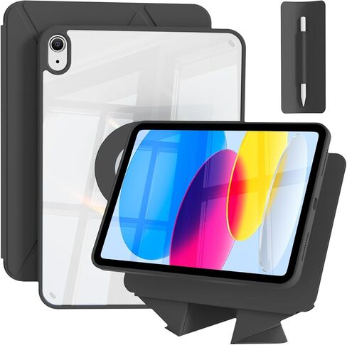 for iPad A16 Case 11th Generation 11 Inch 2025, for iPad 10th Generation Case 10.9 Inch 2022 with Pencil Holder, Folio Stand Cover, Clear Back, Magnetic Attachment, Multi Angles, Cream White in Kuwait