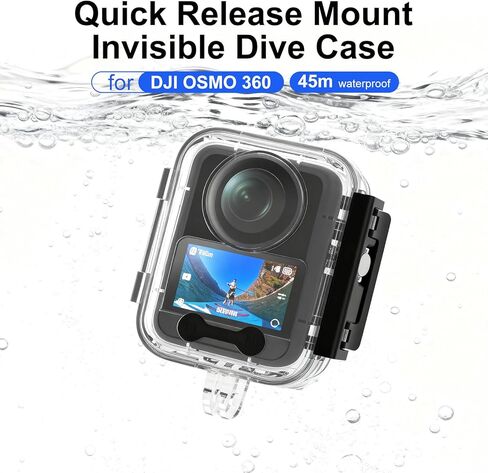 Waterproof Housing Case for DJI Osmo 360, 45M Protective Shell PC Action Camera Cover Transparent Tempered Glass for DJI Osmo 360 Accessories in Saudi Arabia