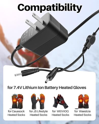 DC 8.4V Adapter for 7.4 Volt Charger Heated Gloves for Cauasock, JS Lifestyle, WEIVIOQ, Waestcia Heated Gloves Charger Replacement in Saudi Arabia