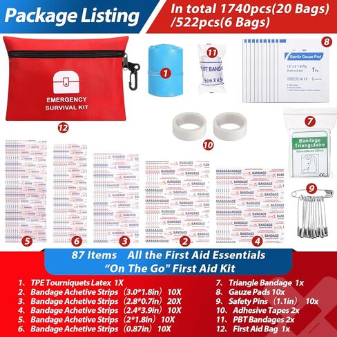 Geiserailie 1740 Pcs Small First Aid Kits Bulk Mini Travel Size Emergency Individual Zipper Pouch Self Care Package Supplies for Homeless Travel Hiking Sports Outdoor College Dorm Essentials, 20 Bags in Saudi Arabia