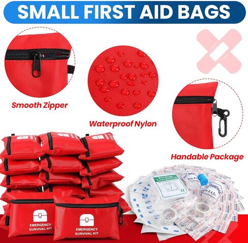 Geiserailie 1740 Pcs Small First Aid Kits Bulk Mini Travel Size Emergency Individual Zipper Pouch Self Care Package Supplies for Homeless Travel Hiking Sports Outdoor College Dorm Essentials, 20 Bags in Saudi Arabia