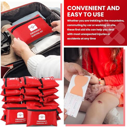 Geiserailie 1740 Pcs Small First Aid Kits Bulk Mini Travel Size Emergency Individual Zipper Pouch Self Care Package Supplies for Homeless Travel Hiking Sports Outdoor College Dorm Essentials, 20 Bags in Saudi Arabia
