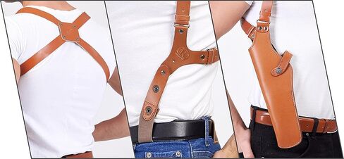 ALS454 Vertical Shoulder Holster Fits 357 Magnum 6’’ & Similar Revolvers RH Handmade! Free Extension for Big Body Size! (Brown) in Saudi Arabia