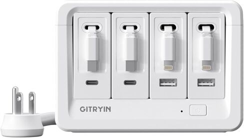 Gitryin 2 Lightning، 2 شواحن حائط قابلة للسحب من النوع C مع منفذي USB A و1 شريط طاقة، ومحطة شحن سطح المكتب 12 في 1 in Kuwait