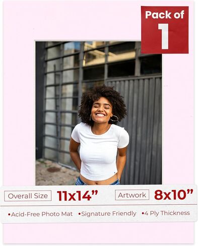 Poster Palooza Soft Pink Mat Board for 11x14 Frames - Fits 8x10 Photos - 1 Mat in Saudi Arabia