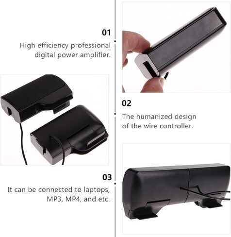 BESPORTBLE USB Computer Speaker Clip-on Portable Music Speaker for Office and Home Use with 3.00v Power, Compact Multi-Purpose Desktop Soundbar Compatible with Laptop and Monitor in Kuwait
